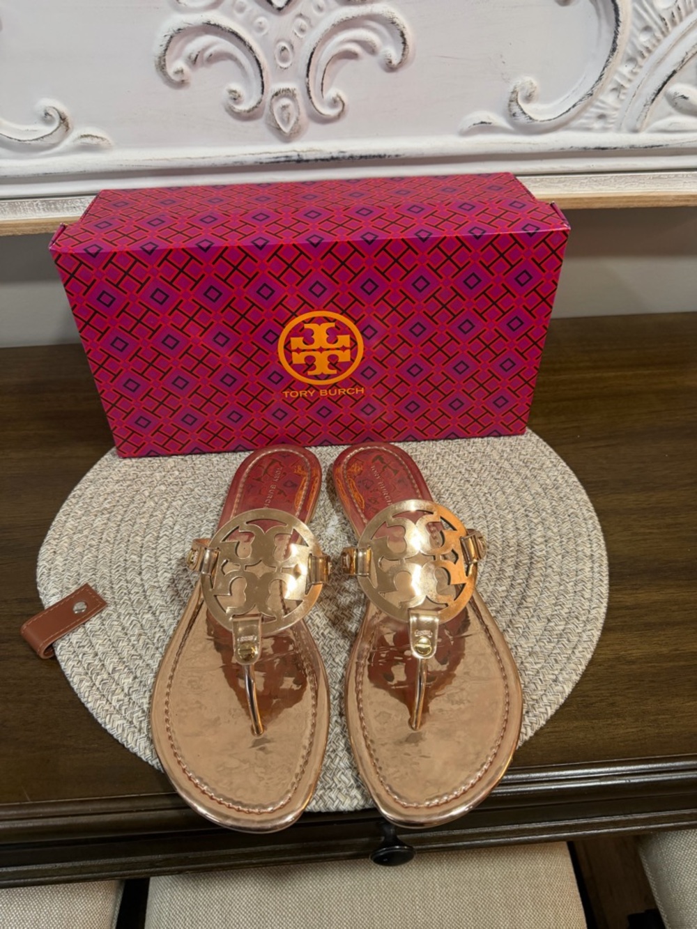 Tory Burch Pink and Red Patterned Shoe Box